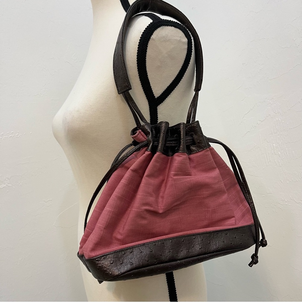 Victoria's Secret Pink and Dark Brown Drawstring Shoulder Bag